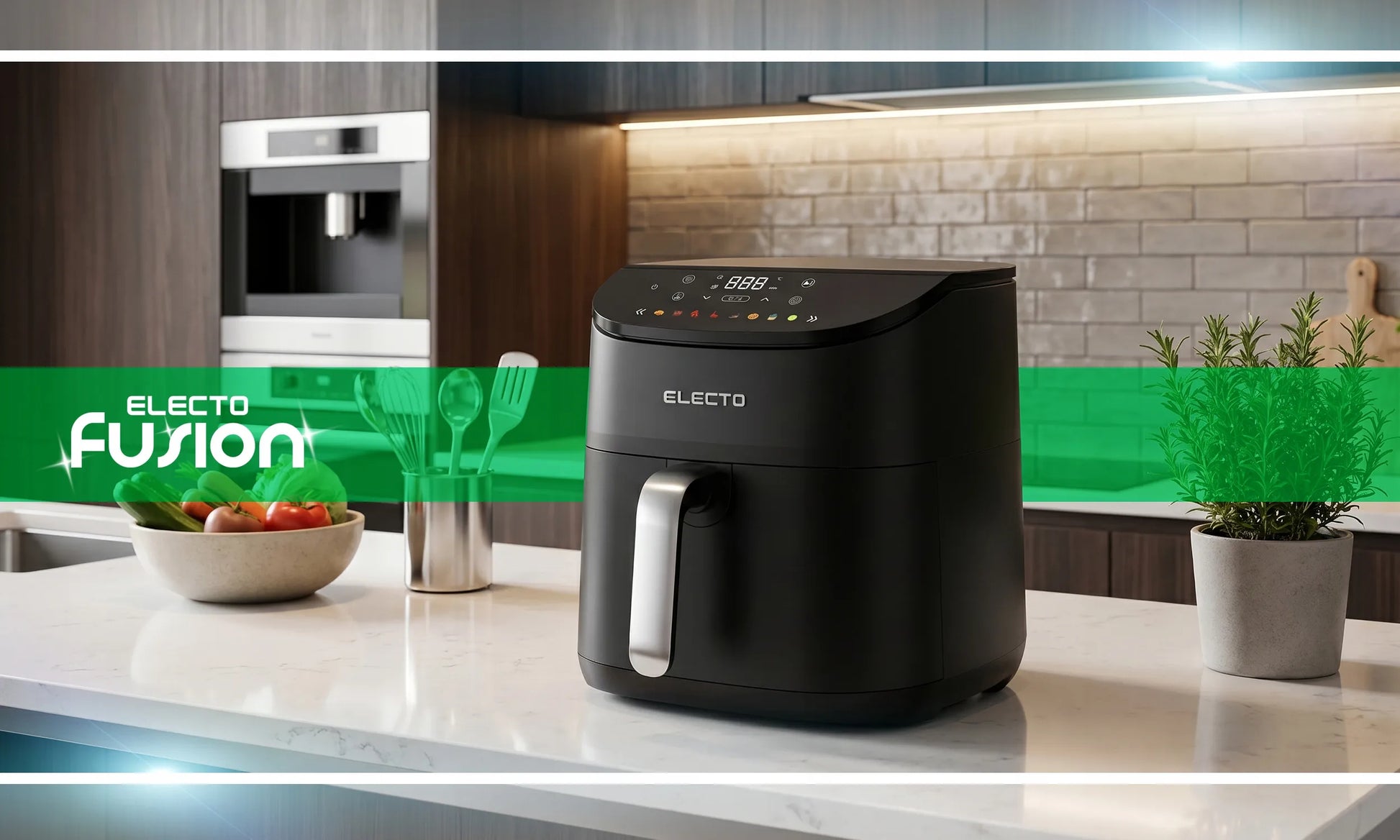 Karšto oro gruzdintuvė Electo CRUNCHIE 5 l 1500 W 8 programos juoda