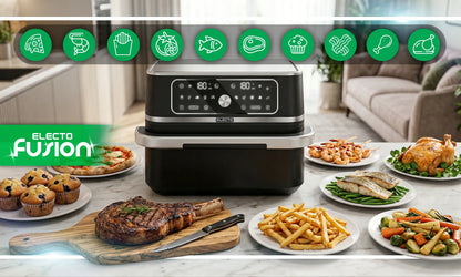 Karšto oro gruzdintuvė Electo DualChef, 3100 W, 10 l, 12 programų