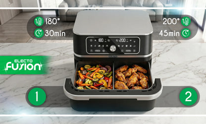 Karšto oro gruzdintuvė Electo DualChef, 3100 W, 10 l, 12 programų