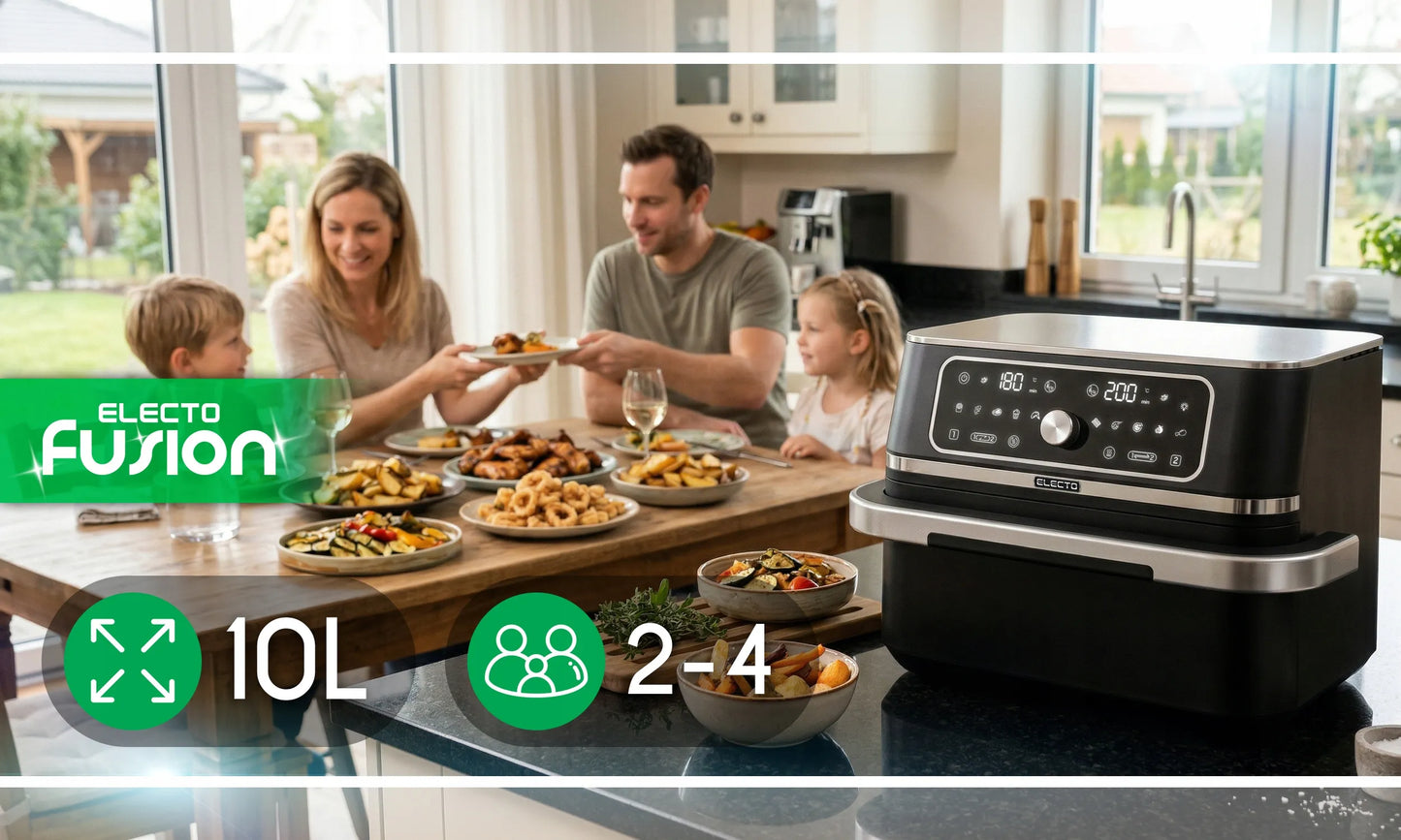 Karšto oro gruzdintuvė Electo DualChef, 3100 W, 10 l, 12 programų