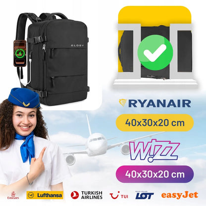 Kelioninė kuprinė skrydžiui Ryanair 40x25x20 WizzAir kabininė 25L + vakuuminė pompa