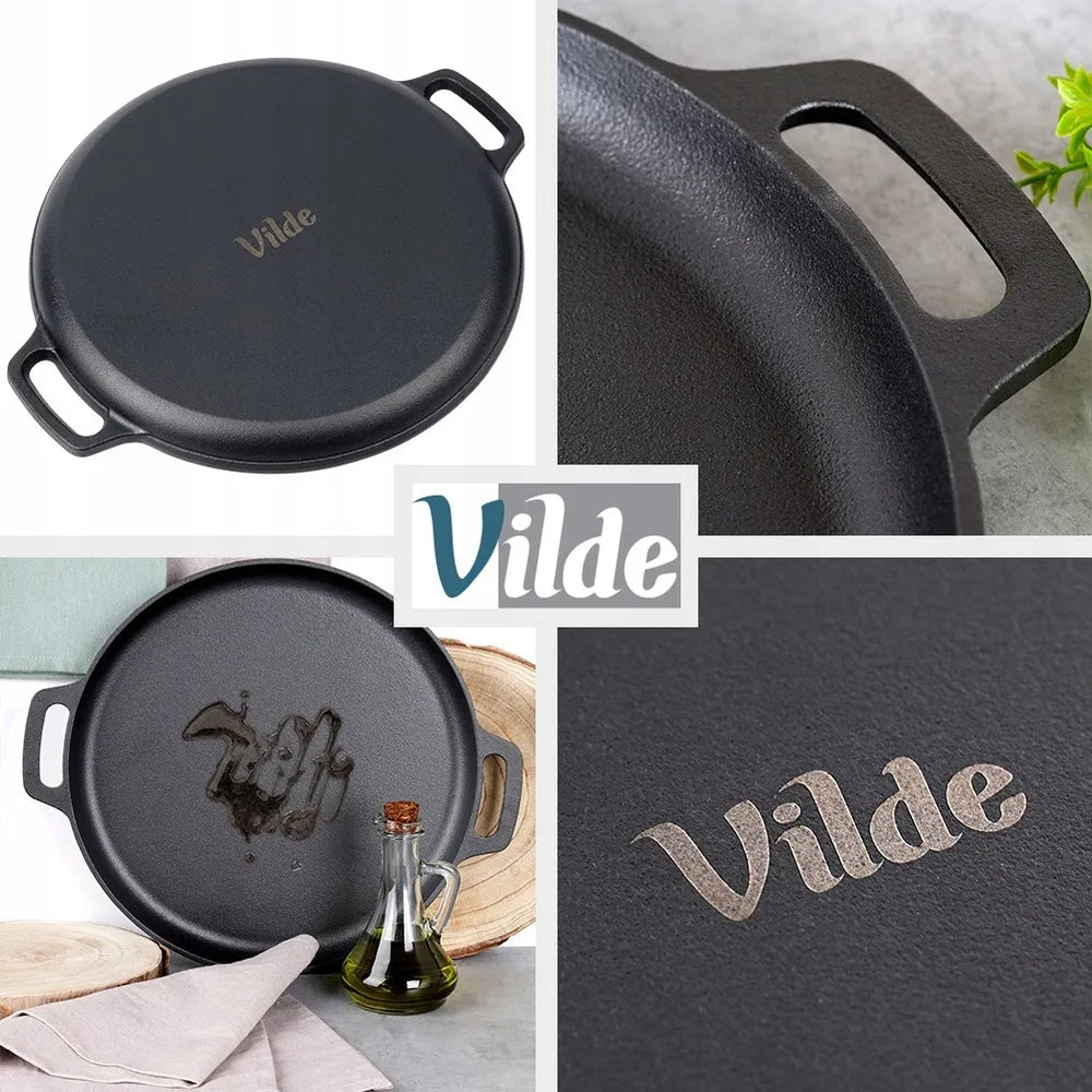 Ketaunė ketaus keptuvė dujinėms, indukcinėms viryklėms, griliui ir orkaitei, 35 cm