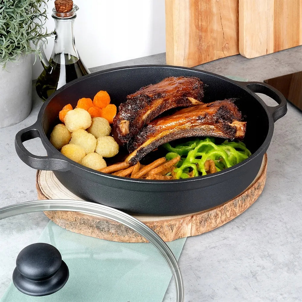 Ketaus keptuvė su dangčiu, 30 cm, 3,5L, tinka dujinėms, indukcinėms viryklėms ir griliui
