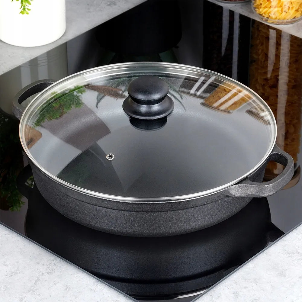 Ketaus keptuvė su dangčiu, 30 cm, 3,5L, tinka dujinėms, indukcinėms viryklėms ir griliui