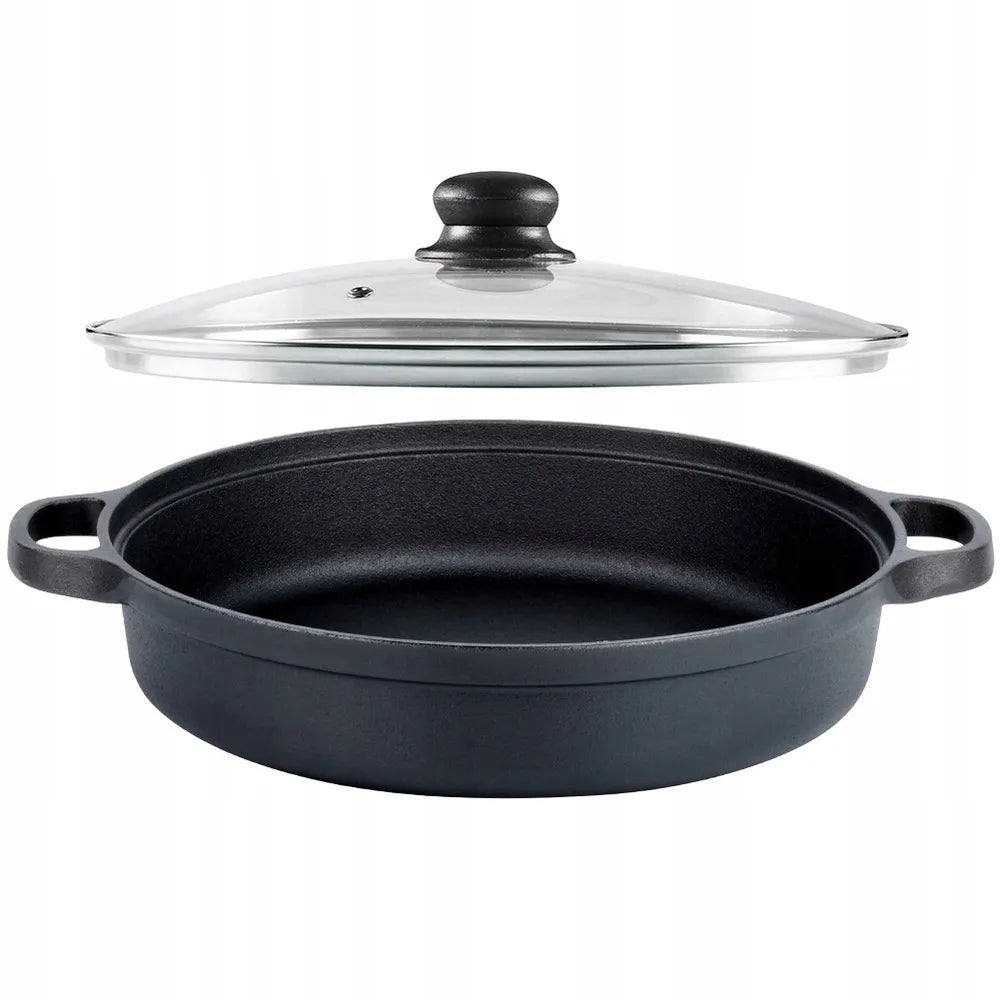 Ketaus keptuvė su dangčiu, 30 cm, 3,5L, tinka dujinėms, indukcinėms viryklėms ir griliui
