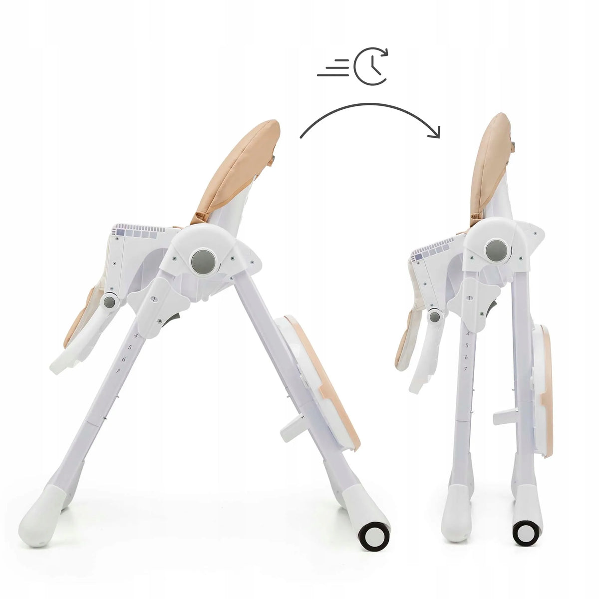 Kinderkraft TUMMIE sulankstoma 2 viename maitinimo kėdutė ir gultukas, smėlio spalvos