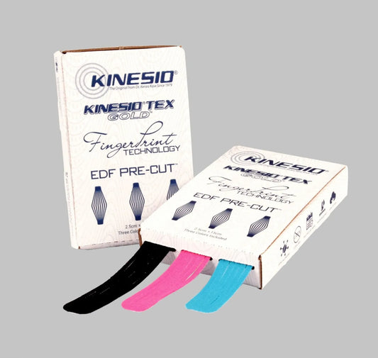 Kinesio Tex Gold Pre-Cut EDF medvilniniai teipai su paruoštais įkirpimais