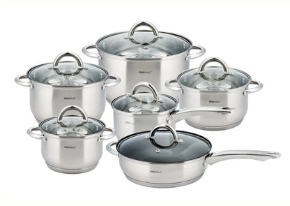 KINGHOFF KH-4450 12 dalių nerūdijančio plieno puodų rinkinys Jumbo Silver