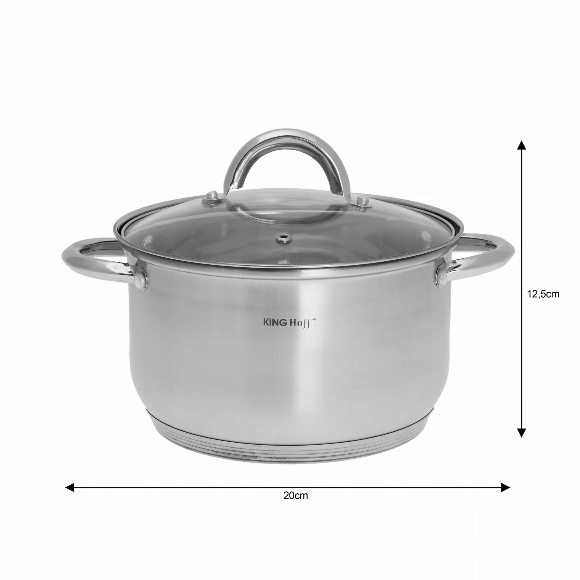 KINGHOFF KH-4450 12 dalių nerūdijančio plieno puodų rinkinys Jumbo Silver