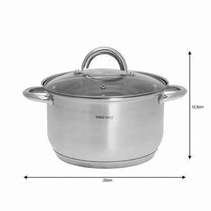 KINGHOFF KH-4450 12 dalių nerūdijančio plieno puodų rinkinys Jumbo Silver