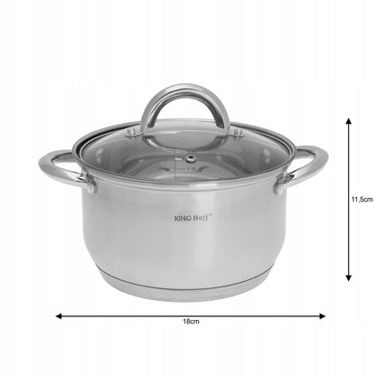 KINGHOFF KH-4450 12 dalių nerūdijančio plieno puodų rinkinys Jumbo Silver