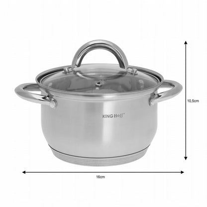 KINGHOFF KH-4450 12 dalių nerūdijančio plieno puodų rinkinys Jumbo Silver