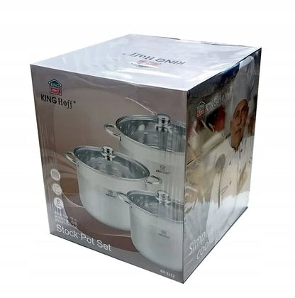 Kinghoff puodų rinkinys 6 dalių 16l/ 13l/ 11l KH-4312