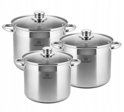 Kinghoff puodų rinkinys 6 dalių 16l/ 13l/ 11l KH-4312