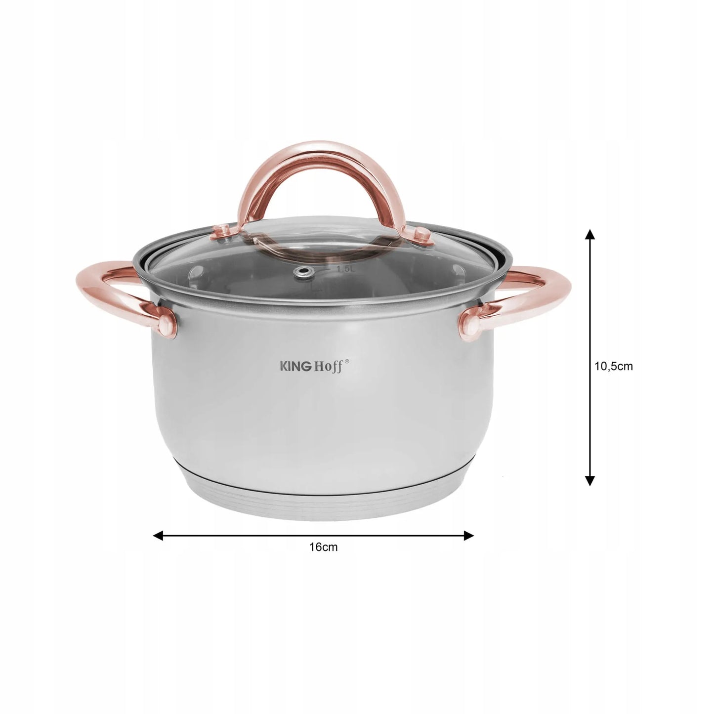 KINGHOFF Rosegold KH-1764 10 dalių nerūdijančio plieno puodų rinkinys