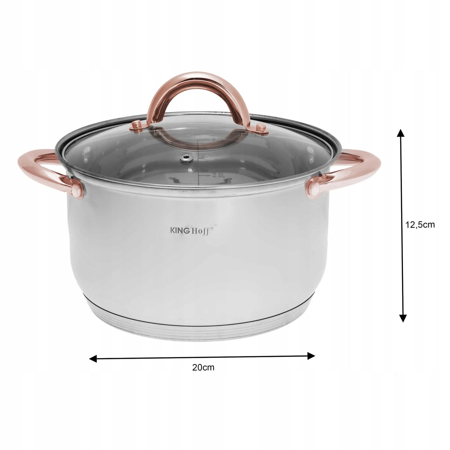 KINGHOFF Rosegold KH-1764 10 dalių nerūdijančio plieno puodų rinkinys