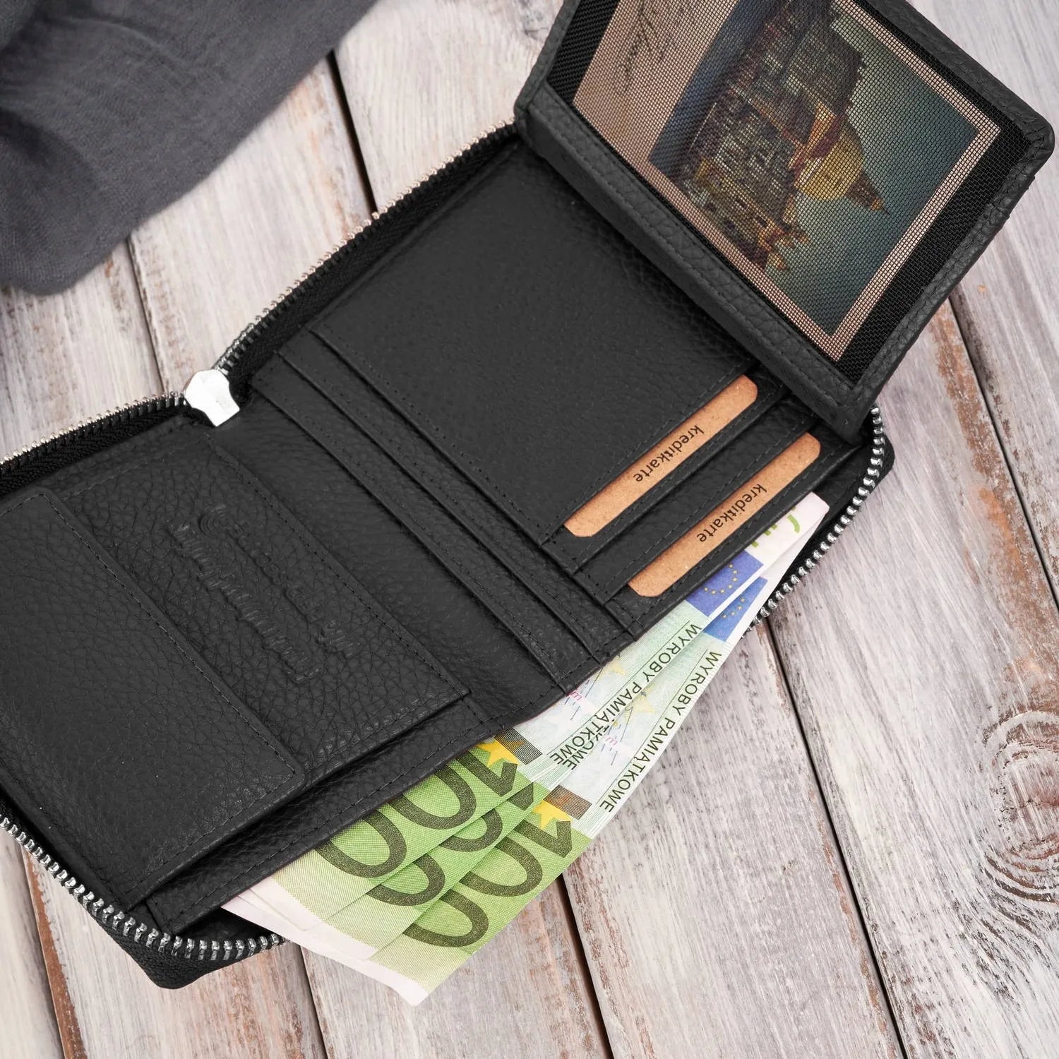 Klasikinė moteriška odinė piniginė Paolo Peruzzi T-139-BL su RFID apsauga, juoda