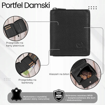 Klasikinė moteriška odinė piniginė Paolo Peruzzi T-139-BL su RFID apsauga, juoda