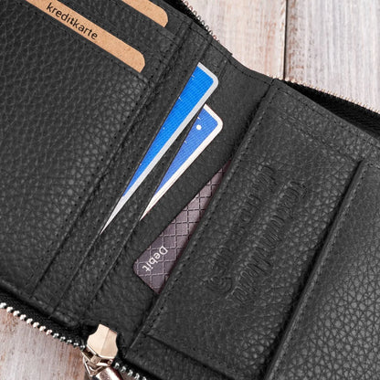 Klasikinė moteriška odinė piniginė Paolo Peruzzi T-139-BL su RFID apsauga, juoda