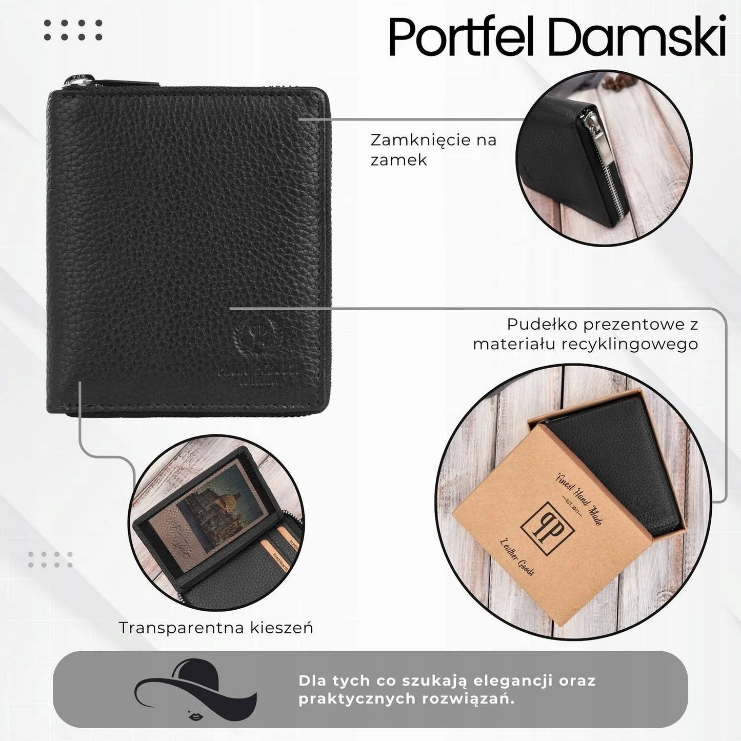Klasikinė moteriška odinė piniginė Paolo Peruzzi T-139-BL su RFID apsauga, juoda