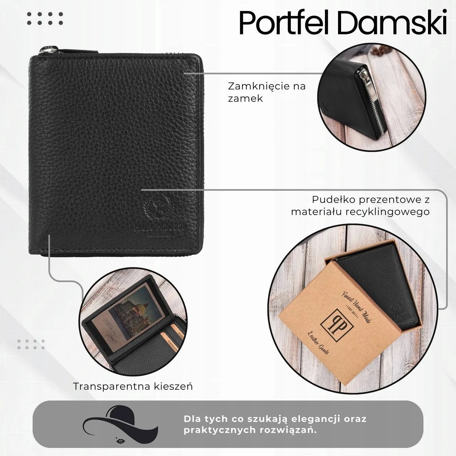 Klasikinė moteriška odinė piniginė Paolo Peruzzi T-139-BL su RFID apsauga, juoda