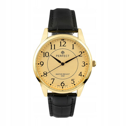 Klasikinis vyriškas kvarcinis laikrodis Perfect su odiniu dirželiu