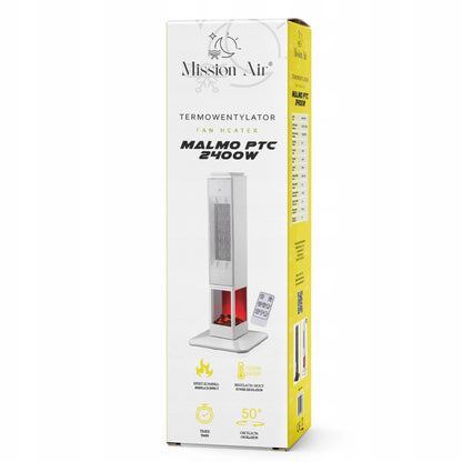 Koloninis termoventiliatorius Mission Air MALMO White 2400W su židinio efektu