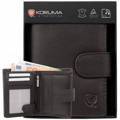 Koruma SM-904GBR vyriška odinė piniginė su RFID apsauga, ruda