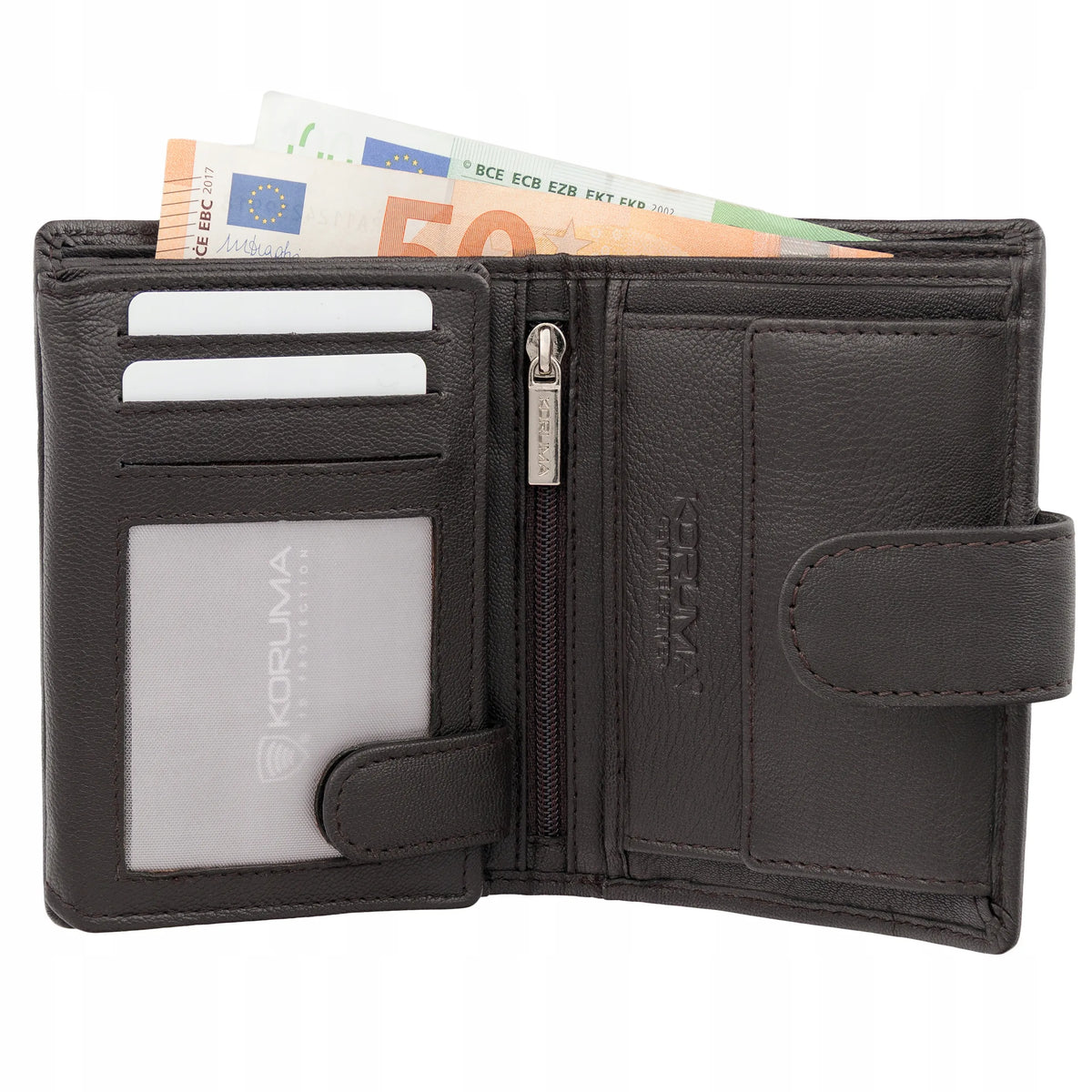Koruma SM-904GBR vyriška odinė piniginė su RFID apsauga, ruda