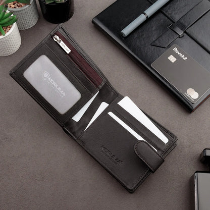 Koruma SM-907GBR vyriška ruda odinė piniginė su RFID apsauga