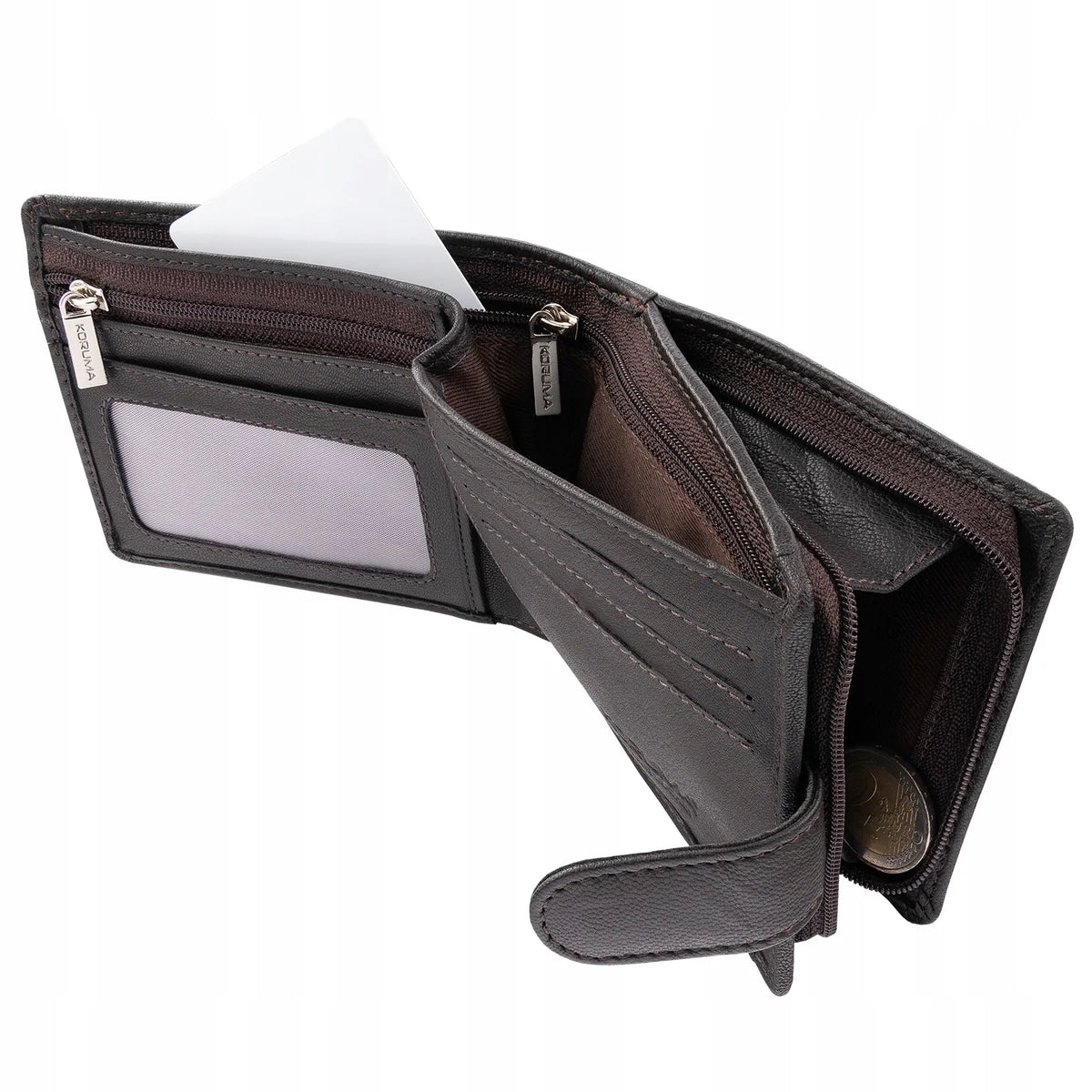 Koruma SM-907GBR vyriška ruda odinė piniginė su RFID apsauga