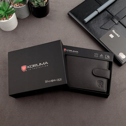Koruma SM-907GBR vyriška ruda odinė piniginė su RFID apsauga