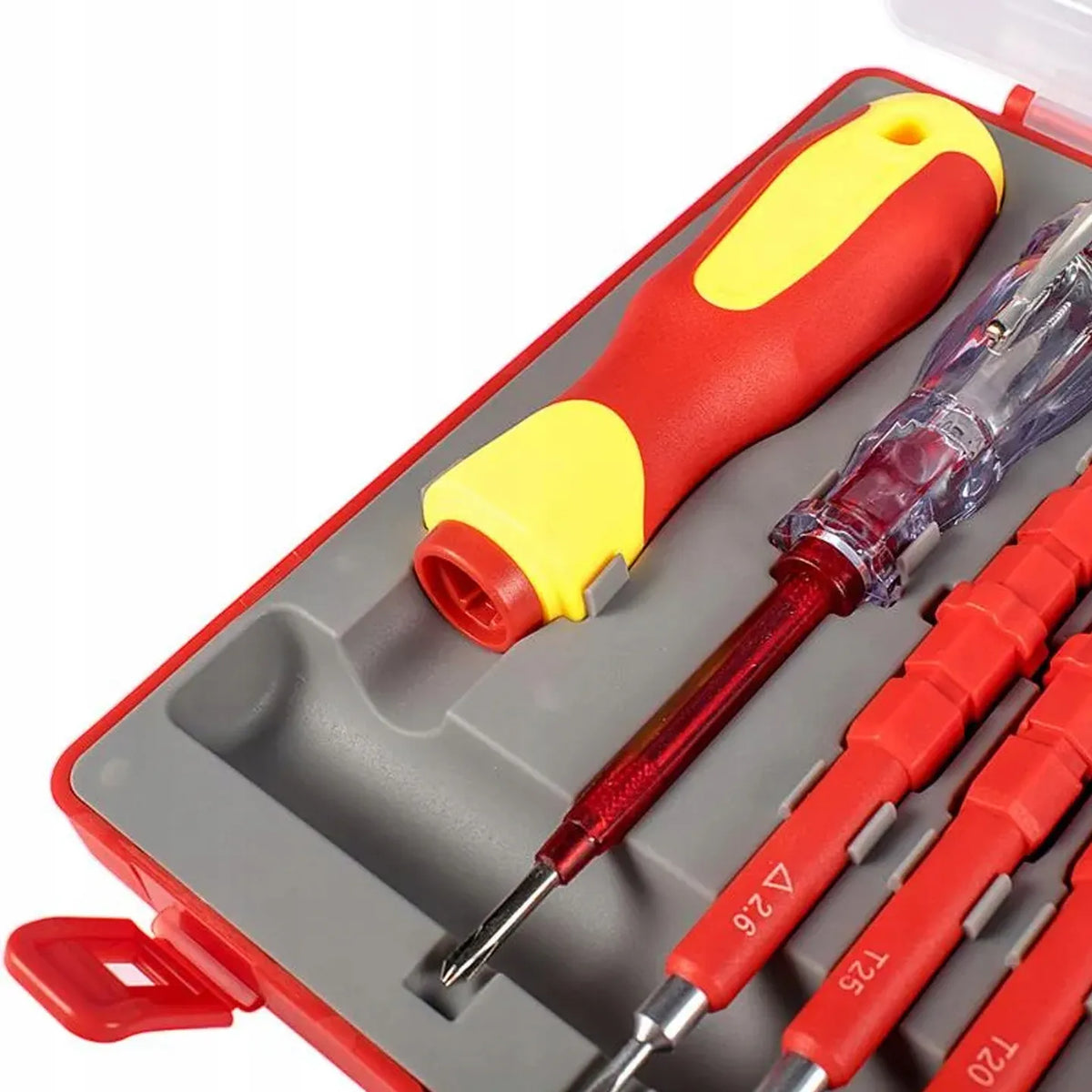 „Kraft&Dele KD5971“ izoliuotų atsuktuvų rinkinys, 25 dydžiai, elektrikui, su lagaminu