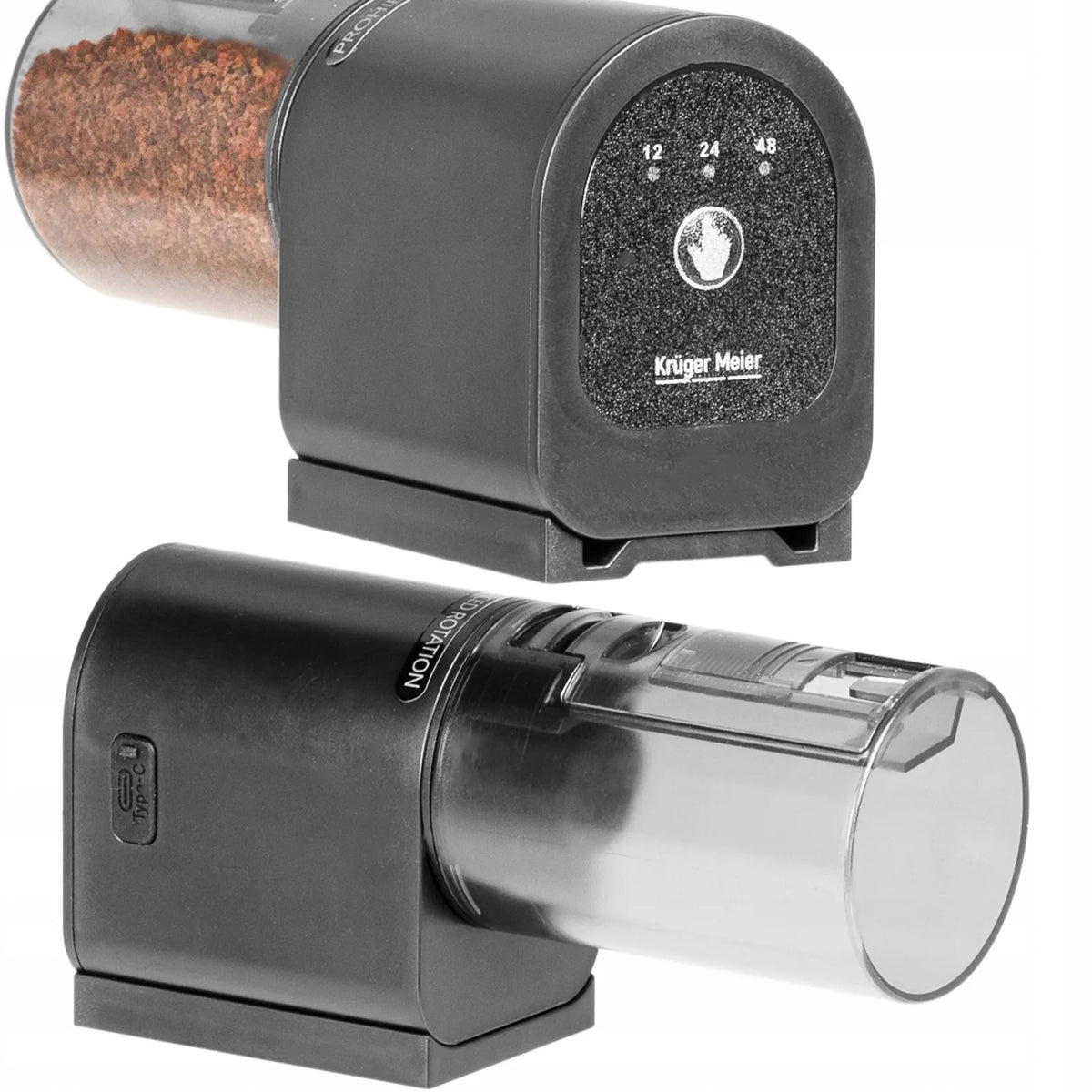 Kruger Meier AquaBrillo 90 automatinė akvariumo šėryklėlė, 90 ml, akumuliatorinė, 3 maitinimo režimai, 2 montavimo būdai