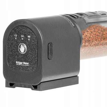 Kruger Meier AquaBrillo 90 automatinė akvariumo šėryklėlė, 90 ml, akumuliatorinė, 3 maitinimo režimai, 2 montavimo būdai