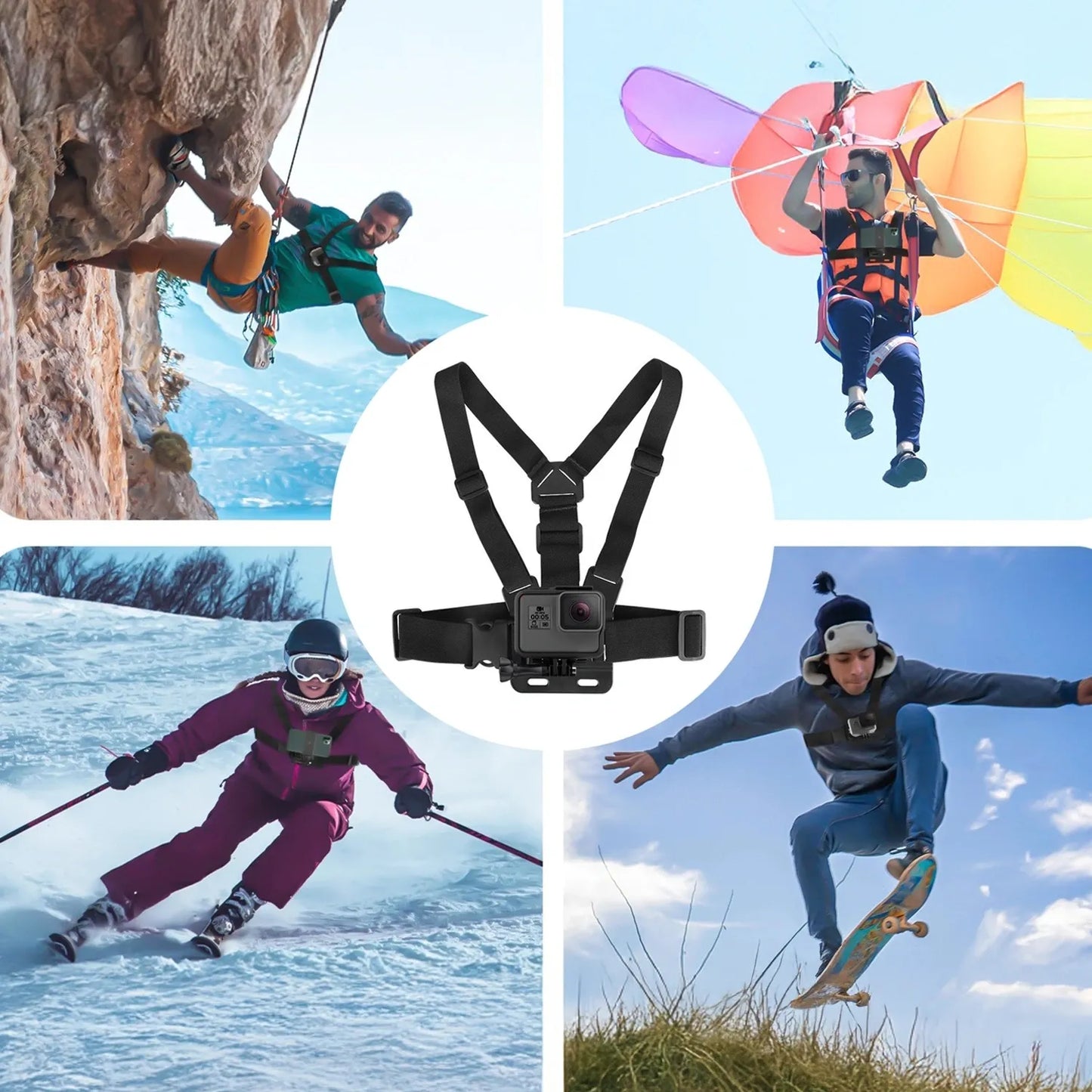 Krūtinės diržai – laikiklis GoPro, DJI Action kameroms ir telefonams