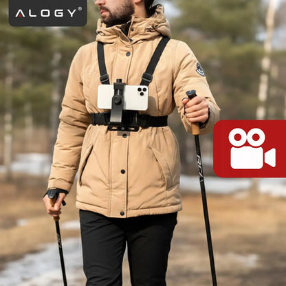 Krūtinės diržai – laikiklis GoPro, DJI Action kameroms ir telefonams