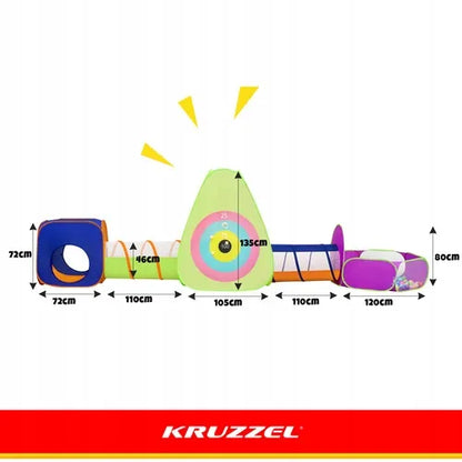 Kruzzel 5 viename vaikiška palapinė su tuneliais