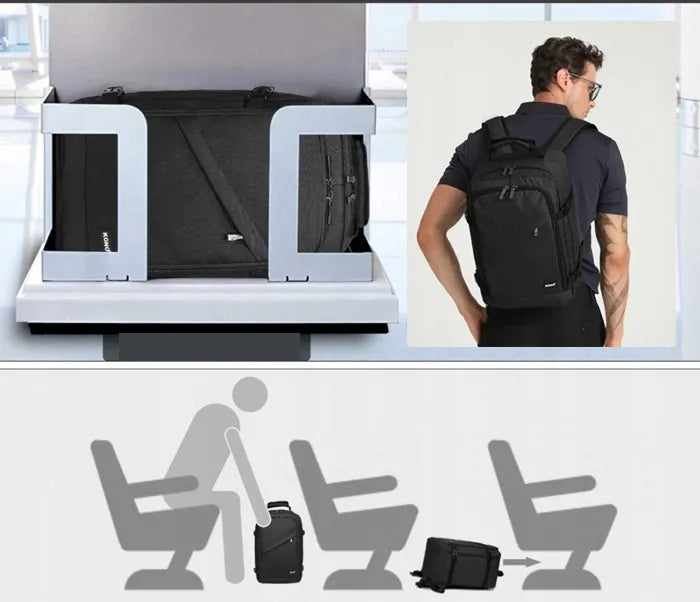 Kuprinė į lėktuvą 40x30x20 rankinis bagažas vandeniui atspari juoda Expander W2
