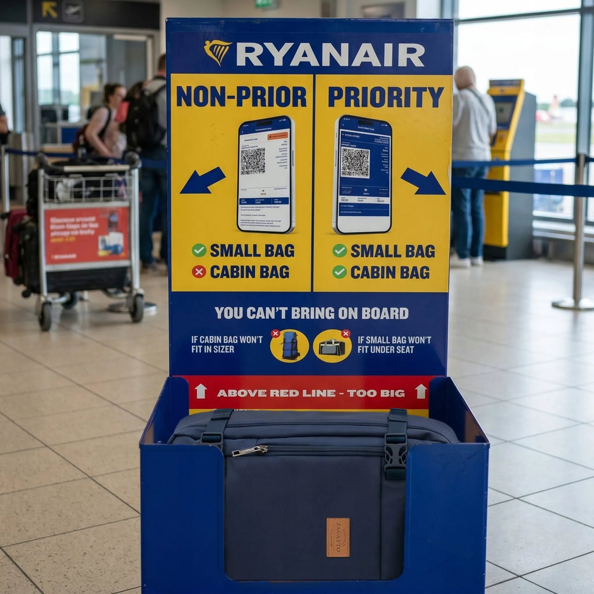 Kuprinė į lėktuvą RYANAIR 40x30x20 kabininis turistinis bagažas ZAGATTO