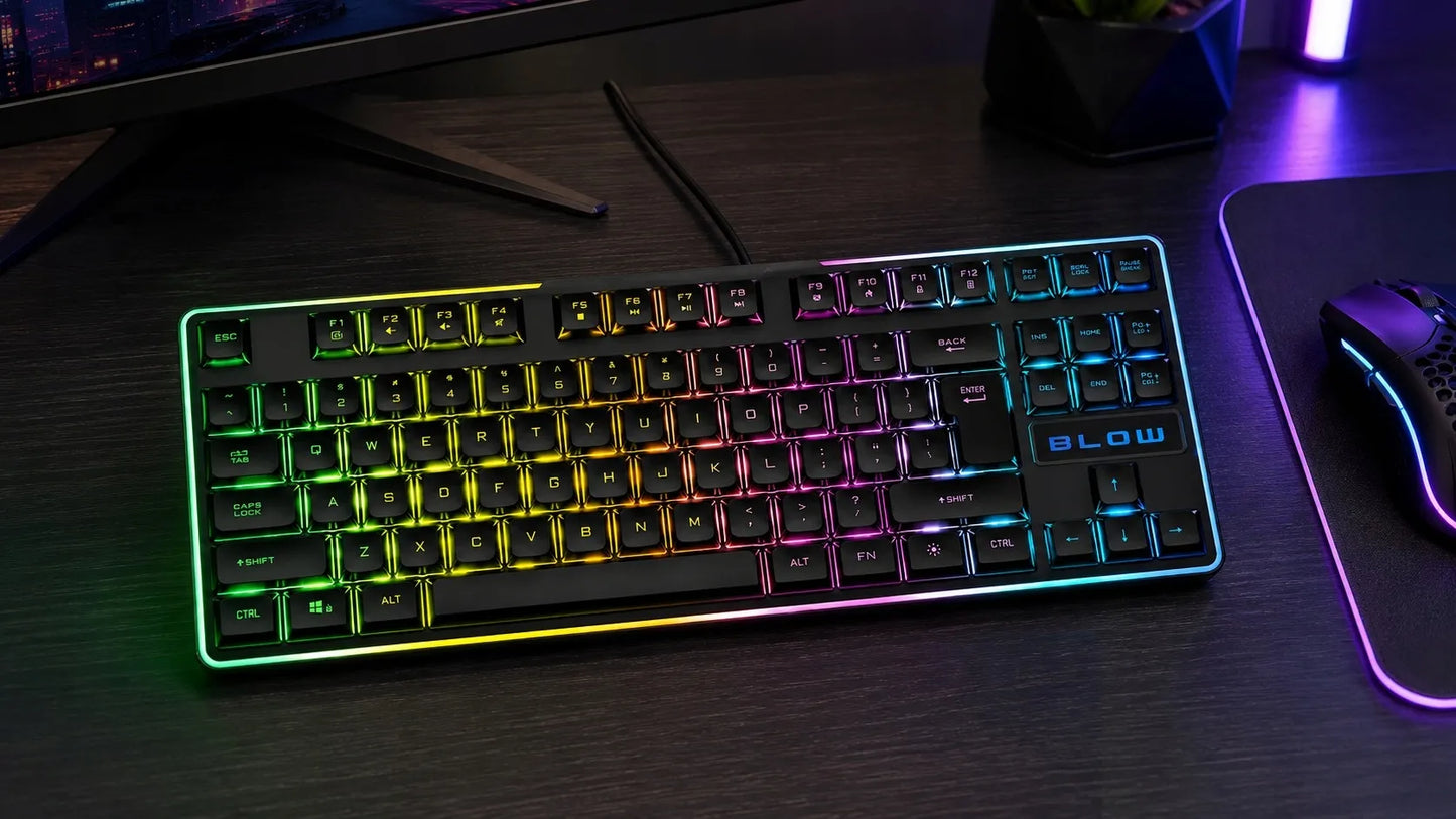 Laidinė žaidimų klaviatūra BLOW HEROS RGB LED USB QWERTY su apšvietimu