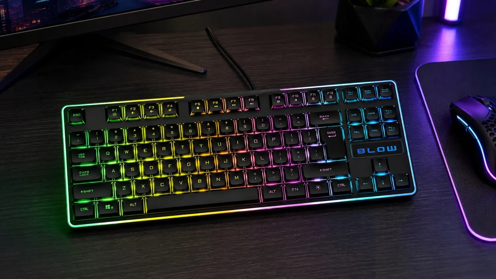 Laidinė žaidimų klaviatūra BLOW HEROS RGB LED USB QWERTY su apšvietimu