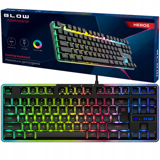 Laidinė žaidimų klaviatūra BLOW HEROS RGB LED USB QWERTY su apšvietimu