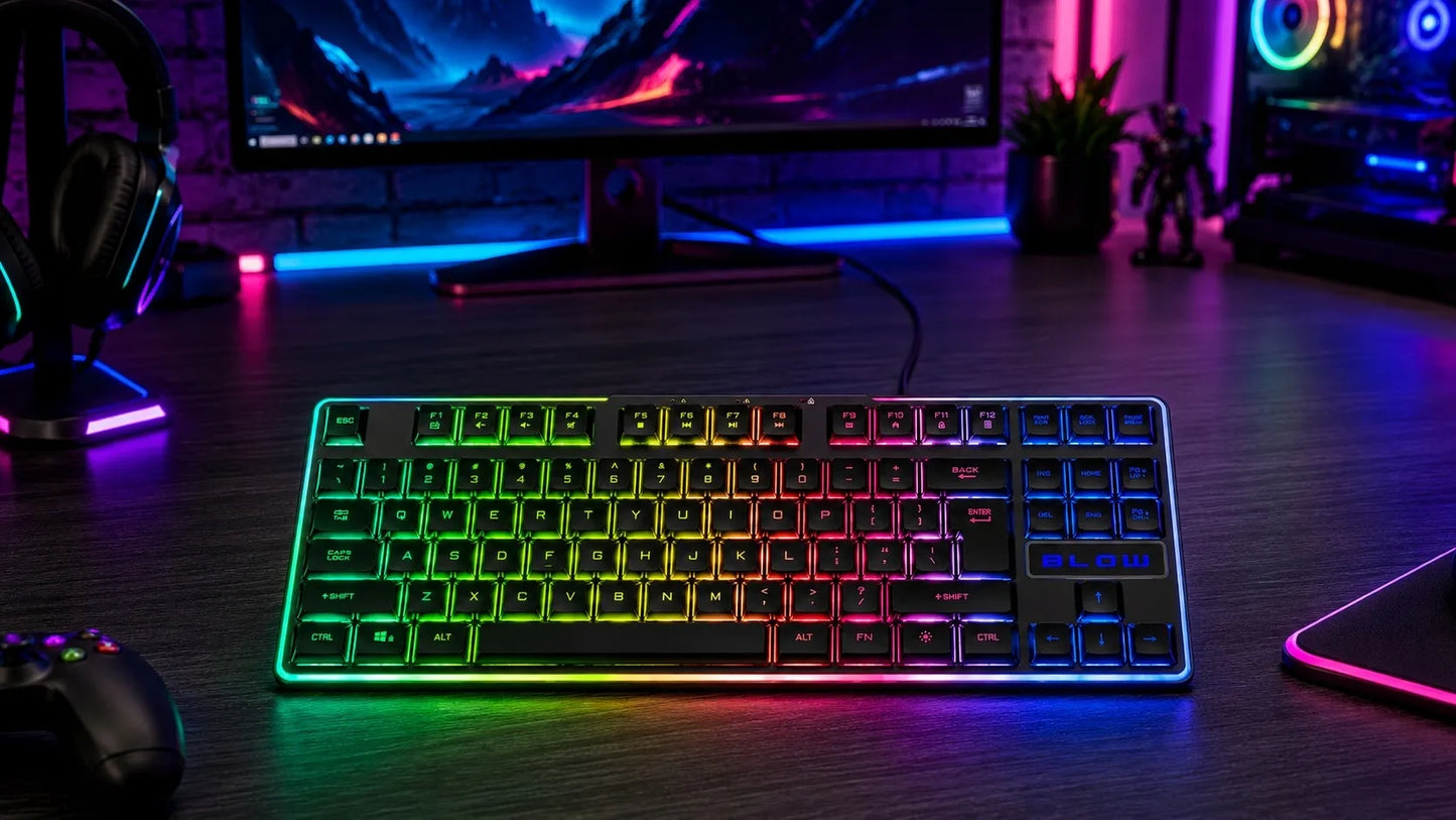 Laidinė žaidimų klaviatūra BLOW HEROS RGB LED USB QWERTY su apšvietimu
