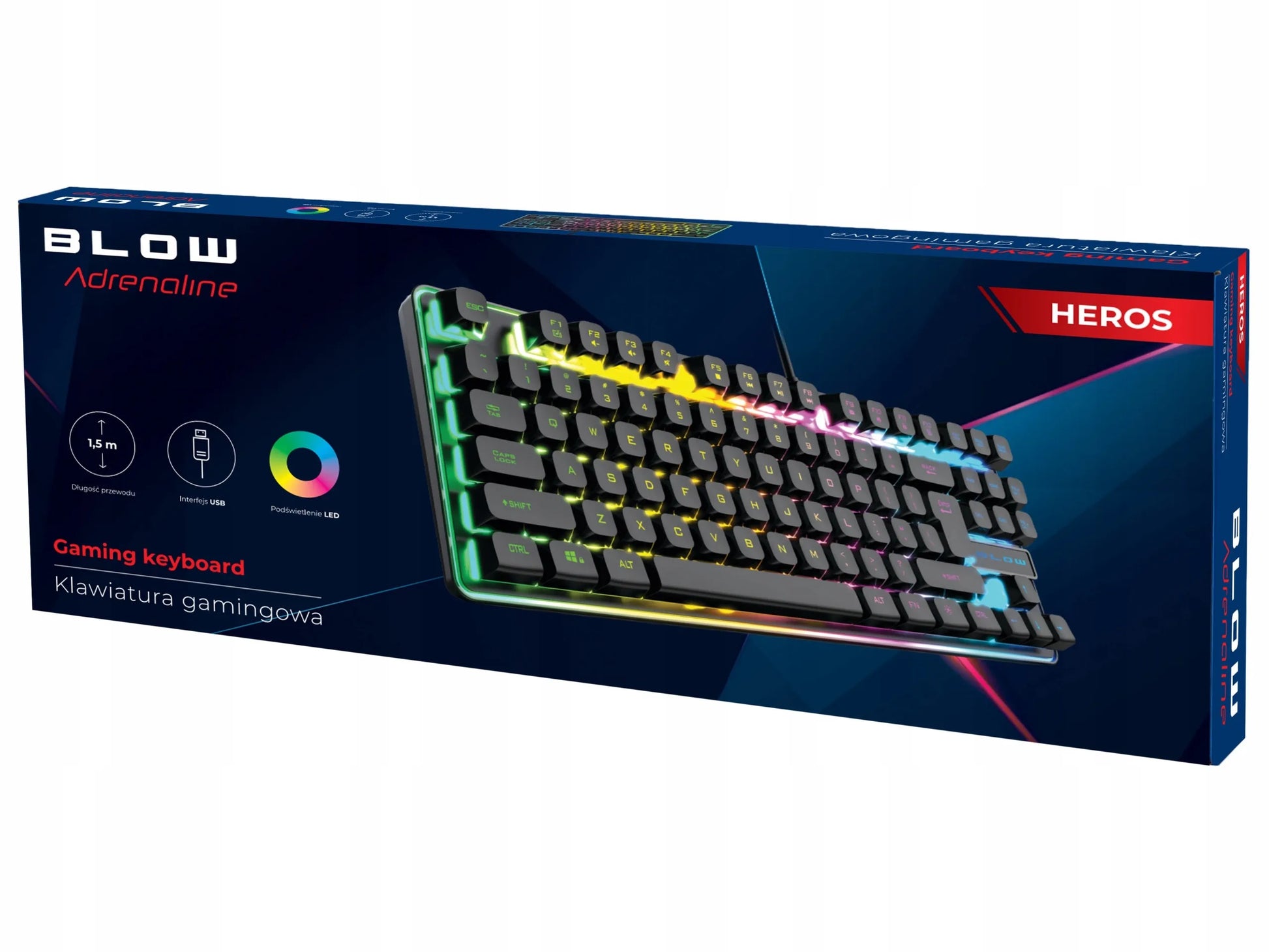 Laidinė žaidimų klaviatūra BLOW HEROS RGB LED USB QWERTY su apšvietimu