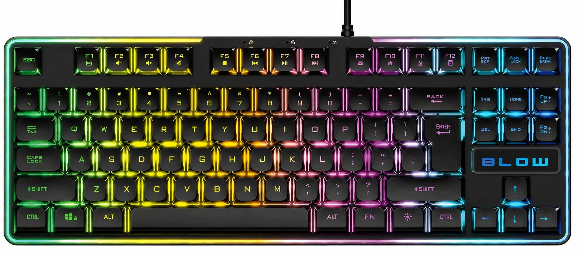 Laidinė žaidimų klaviatūra BLOW HEROS RGB LED USB QWERTY su apšvietimu