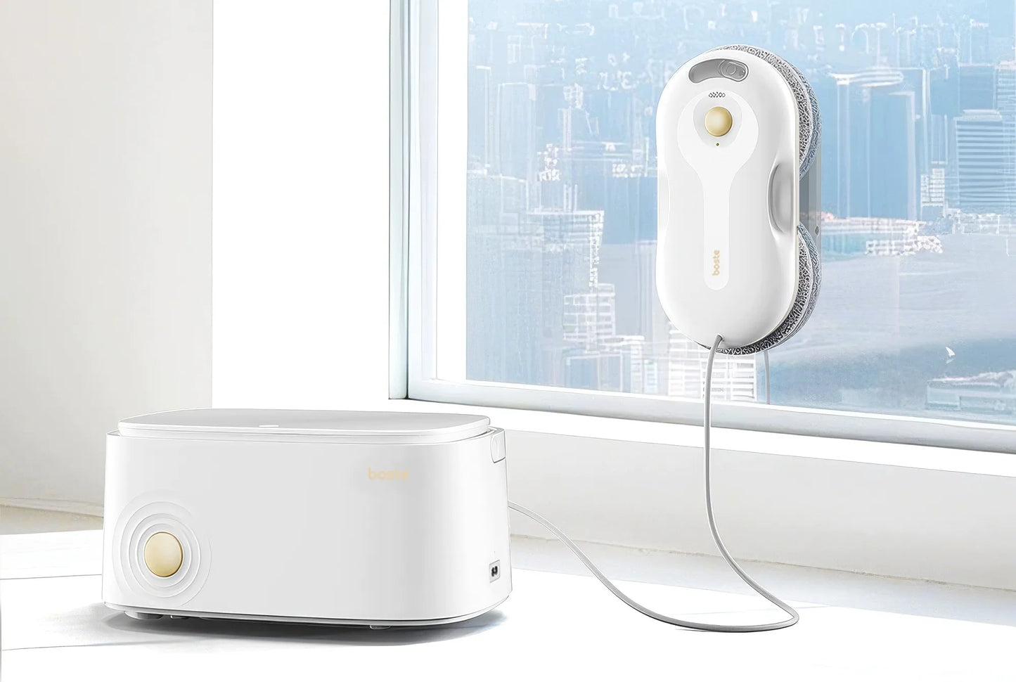 Langų valymo robotas 5500Pa, automatinė langų plovyklė su nuotolinio valdymo pulteliu ir bazine stotimi, SLIM 6CM