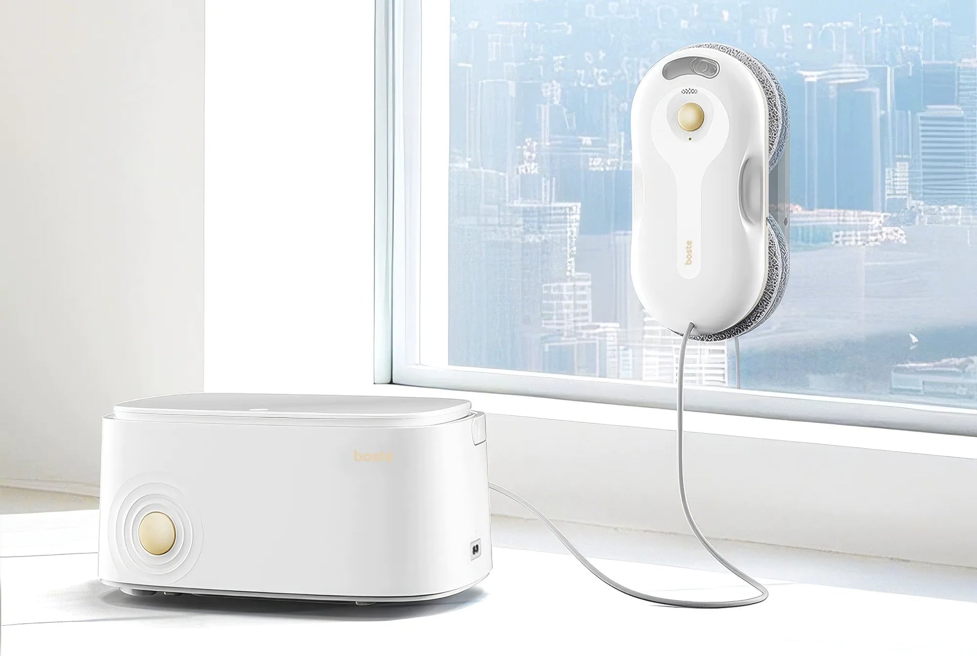 Langų valymo robotas 5500Pa, automatinė langų plovyklė su nuotolinio valdymo pulteliu ir bazine stotimi, SLIM 6CM