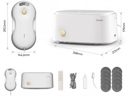 Langų valymo robotas 5500Pa, automatinė langų plovyklė su nuotolinio valdymo pulteliu ir bazine stotimi, SLIM 6CM