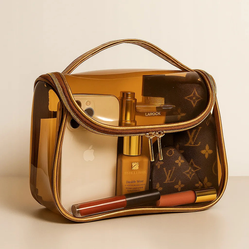 Laroxy XXL didelė permatoma kelioninė kosmetinė-kufertė kosmetikai
